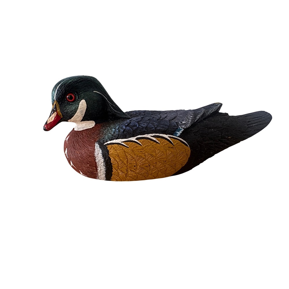 Vintage Jennings Decoy Co Small Wood Resin Duck Figure Artist Signed 4.75"